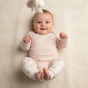 Conjunto de Body Hug Longo Calça Chá Da Tarde Rosa Pêssego