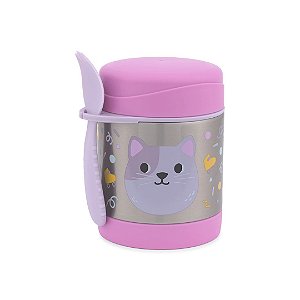 Pote Térmico Com Talher Skip Hop Besties Gatinha Rosa