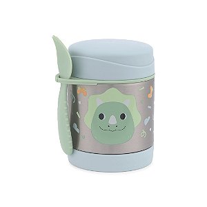 Pote Térmico Com Talher Skip Hop Besties Dino Verde