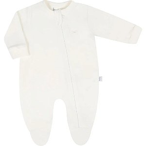Macacão Longo Com Zíper Hug Liso Off White
