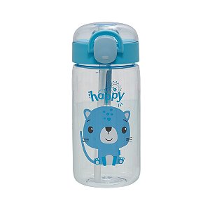 Garrafa Com Canudo Pacific 460ML Play Time Urso Azul