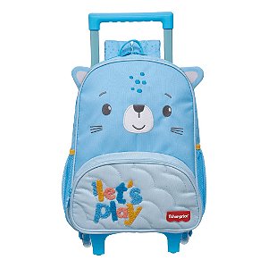 Mochila de Rodinha Com Alça Fisher Price Play Time Urso Azul