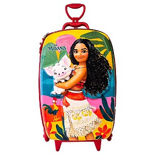Mochila de Rodinhas 3D Maxtoy Princesa Moana Amarelo