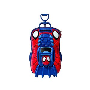Mochila de Rodinhas 3D Maxtoy Spidey Peter Carro Azul