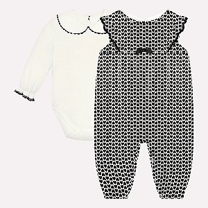 Conjunto Body e Macacão Milon Corações Preto