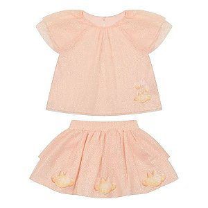 Conjunto Lilica Ripilica Tulê Bebê Balon Salmão Rosa
