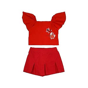 Conjunto Lilica Ripilica Curto Voil Flamê Vermelho
