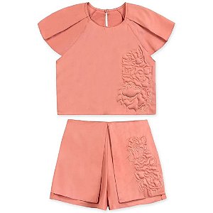 Conjunto Lilica Ripilica Blusa e Short Alto Relevo Laranja