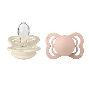 Kit Duas Chupetas Bibs Supreme Silicone Tam 1 Areia Rose