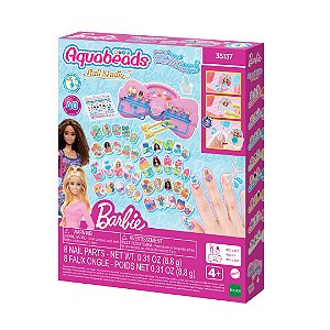 Conjunto Aquabeads Kit Nail Designer Barbie Rosa