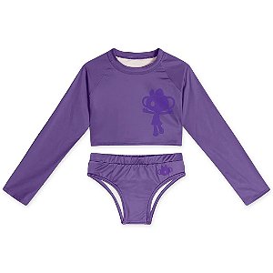 Conjunto Lilica Ripilica Cropped Manga Raglan Roxo