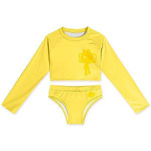 Conjunto Lilica Ripilica Cropped Manga Raglan Amarelo