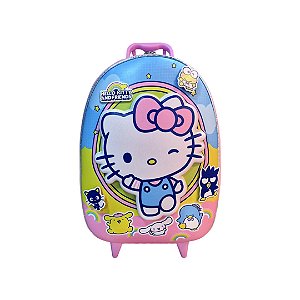 Mochila de Rodinhas 3D Maxtoy Hello Kitty Candy Colors Rosa