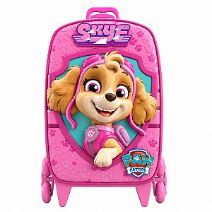Mochila de Rodinhas 3D Maxtoy Patrulha Canina Skye Rosa