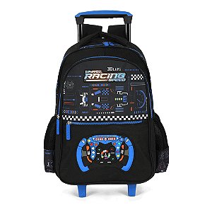 Mochila de Rodinhas Luxcel Up4You Racing Preto e Azul