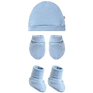 Kit 3 Peças Pingo Lelê Touca Luva E Sapatinho Azul