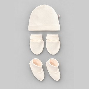 Kit 3 Peças Pingo Lelê Touca Luva E Sapatinho Off White