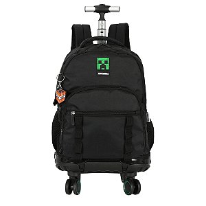 Mochila de Rodinhas Luxcel Minecraft Giro 360 Logo Preto