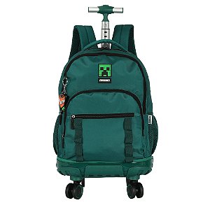 Mochila de Rodinhas Luxcel Minecraft Giro 360 Logo Verde