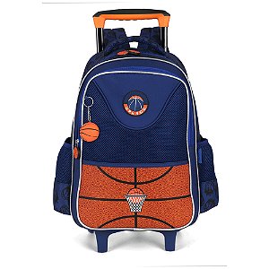 Mochila de Rodinhas Luxcel Up4You Basquete Azul e Laranja