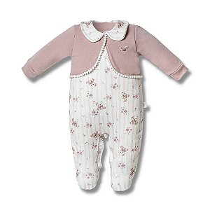 Macacão Longo Hug Gola Estampada Quarto de Sofia Rosa