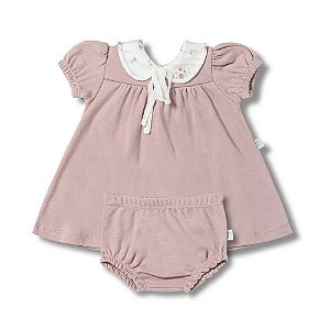 Vestido Com Gola Hug Quarto De Sofia Com Calcinha Rosa