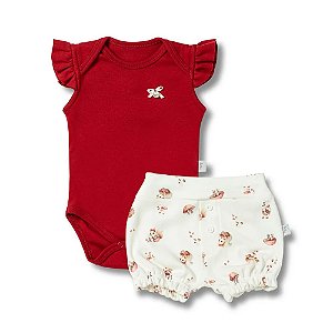 Conjunto Body Curto e Bermuda Hug Picnic Da Olívia Vermelho