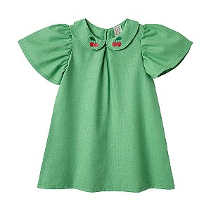 Vestido Pingo Lelê Manga Curta Cereja Verde