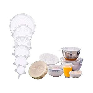 KIT 6 (seis) tampas reutilizáveis de silicone