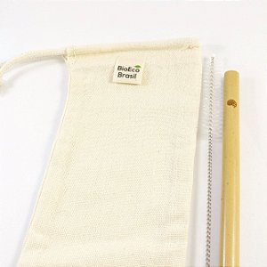 Kit canudo de bambu + escovinha + capinha