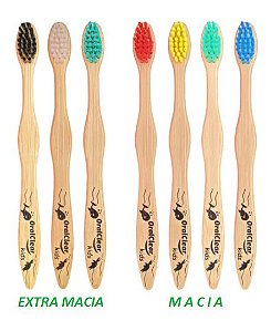 Escova de dente de bambu brasileira KIDS (INFANTIL) cerdas macias