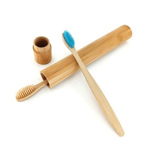 Porta escova de dente de bambu individual portátil