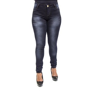 Calça Jeans Feminina Escura Hot Pants Helix Cintura Alta