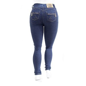 Calça Plus Size Jeans Feminina Escura Cintura Alta Thomix