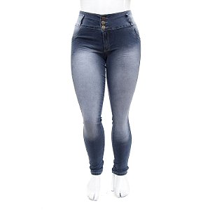 Calça Plus Size Jeans Feminina Thomix com Lavagem Manchada