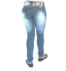 Calça Jeans Legging Escura Levanta Bumbum com Elastano