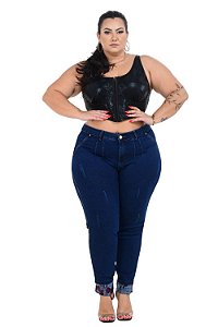 Calça Jeans Latitude Plus Size Skinny Osmaniete Azul