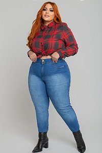 Calça Jeans Victória Falcão Plus Size Skinny Tisolandia Azul