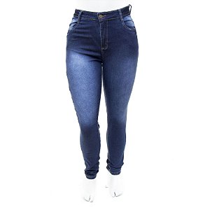 Calça Jeans Feminina Plus Size Azul Escura Cheris com Lycra