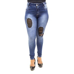 Calça Jeans Feminina Rasgadinha Cropped Credencial com Lycra