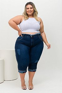Calça Jeans Plus Size Capri Mariozete