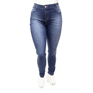 Calça Jeans Plus Size Feminina Azul Básica Cheris Cintura Alta