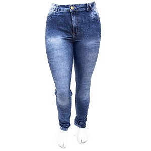 Calça Jeans Plus Size Cintura Alta Hot Pants Manchada