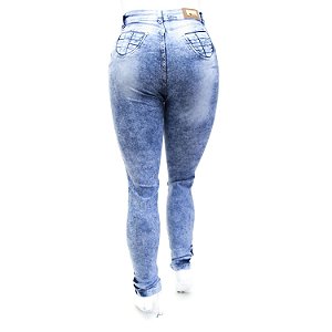Calça Jeans Feminina Plus Size Manchada Hot Pants Cheris