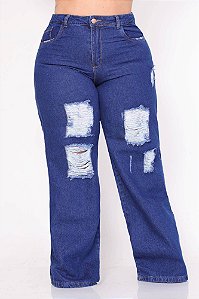 Calça Jeans Plus Size Wide Leg Premium Dyanis