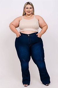 Calça Jeans Plus Size Flare Welizania