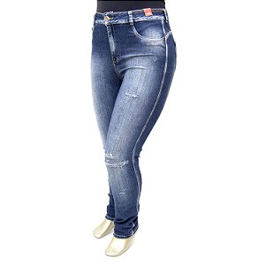 Calça Plus Size Jeans Hot Pants Rasgadinha Escura Bokker