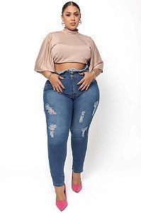 Calça Jeans Ane Plus Size Flare Lairini Preta