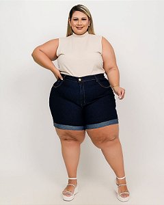 Shorts Meia Coxa Jeans Plus Size Malev