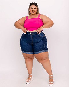 Shorts Meia Coxa Jeans Plus Size Kethelly